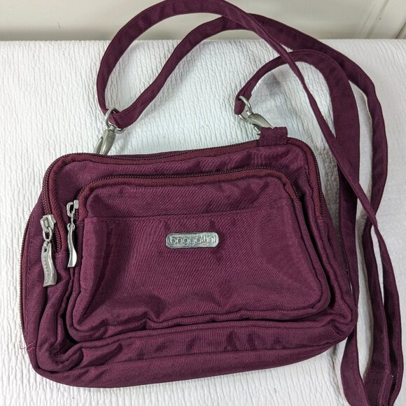Baggallini Triple Zip Crossbody Convertible belt bag purse Red dark cherry bagg - Picture 1 of 11